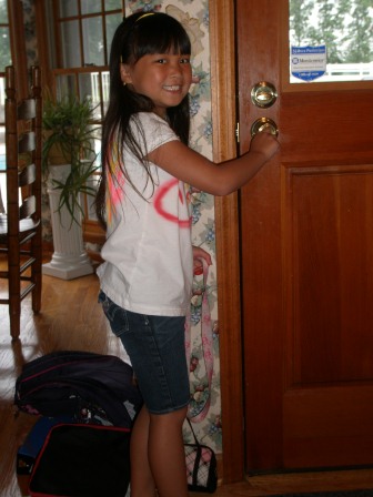 Kasen leaving for her last day of 1st grade